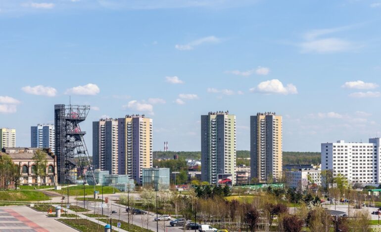 Ogólny widok na Katowice, województwo śląskie, Polska.